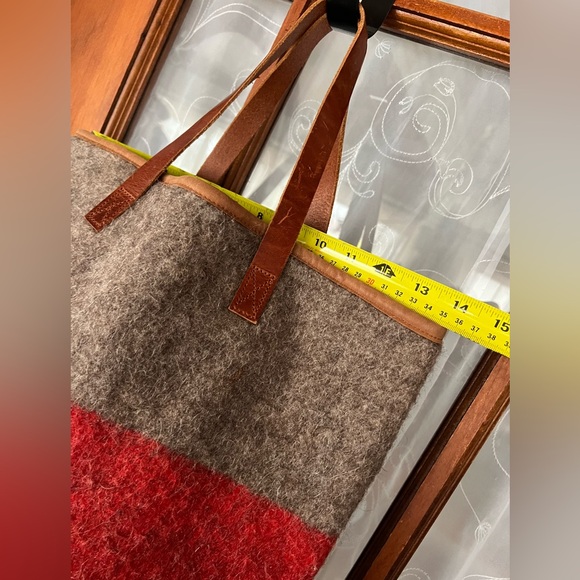 Karlén Swiss Vintage Army Wool Blanket Large Bag Purse Tote Leather Straps - Picture 8 of 14